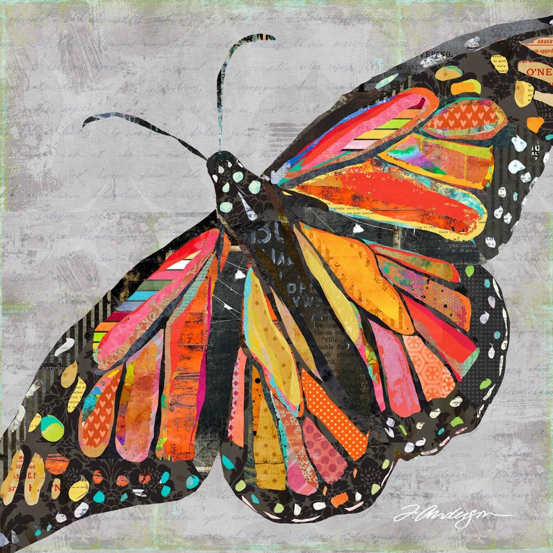 But What If I Fly A Bright, Colorful & Cheerful Monarch Butterfly Collage Fine Art Print for Bedrooms, Kids' Rooms, Nurseries and More. image 1