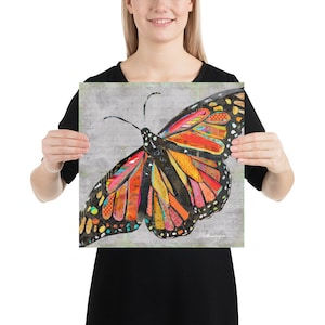 But What If I Fly A Bright, Colorful & Cheerful Monarch Butterfly Collage Fine Art Print for Bedrooms, Kids' Rooms, Nurseries and More. 14×14 inches