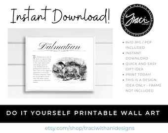 Dalmatiner Hunderasse Definition Druck - Vintage Stil Wandkunst (Digitaler Download)