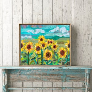 Sunflowers at Dusk Vintage and Rustic Style Wall Decor Print / Poster for Farmhouse Nurseries, Bedrooms, Kitchens & More image 3