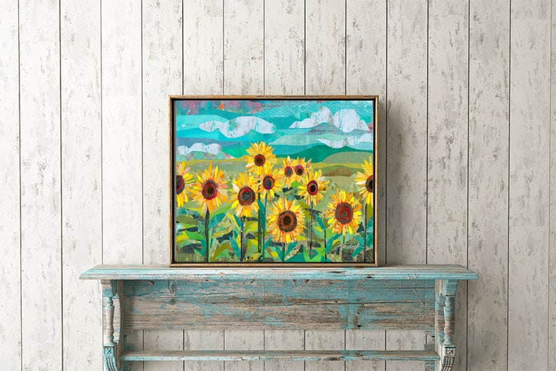 Sunflowers at Dusk Vintage and Rustic Style Wall Decor Print / Poster for Farmhouse Nurseries, Bedrooms, Kitchens & More image 3