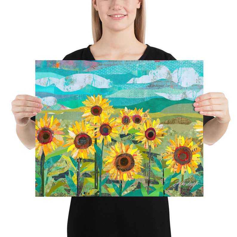 Sunflower Field Art Print – Vintage Rustic Style Wall Decor - Etsy