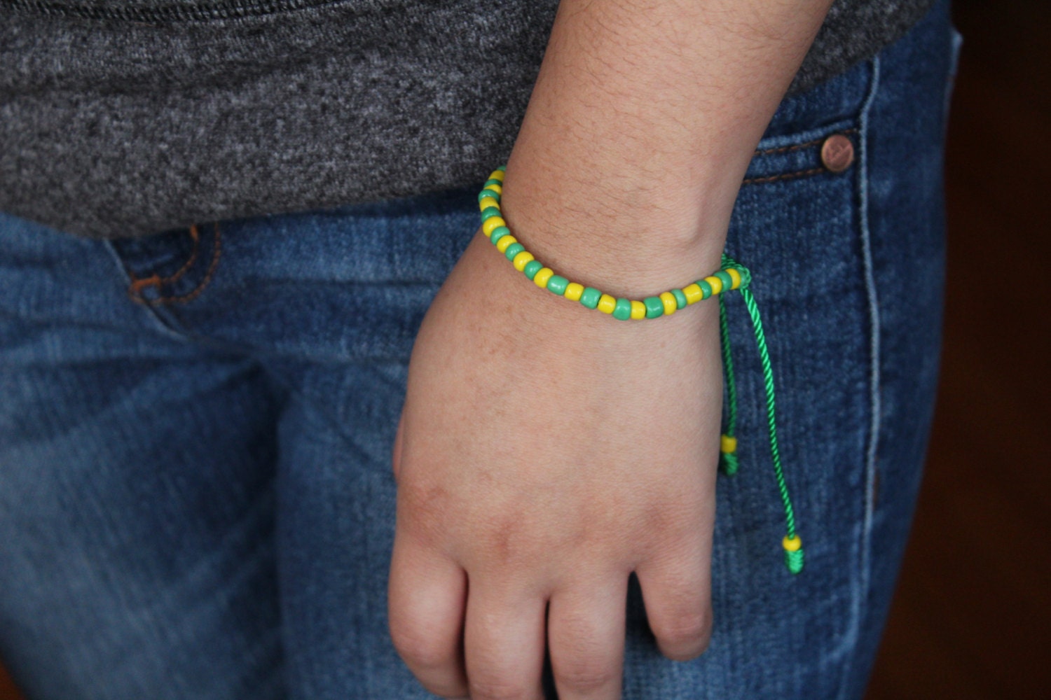 Verde y amarillo cadena pulsera Verde y amarillo pulsera de Etsy