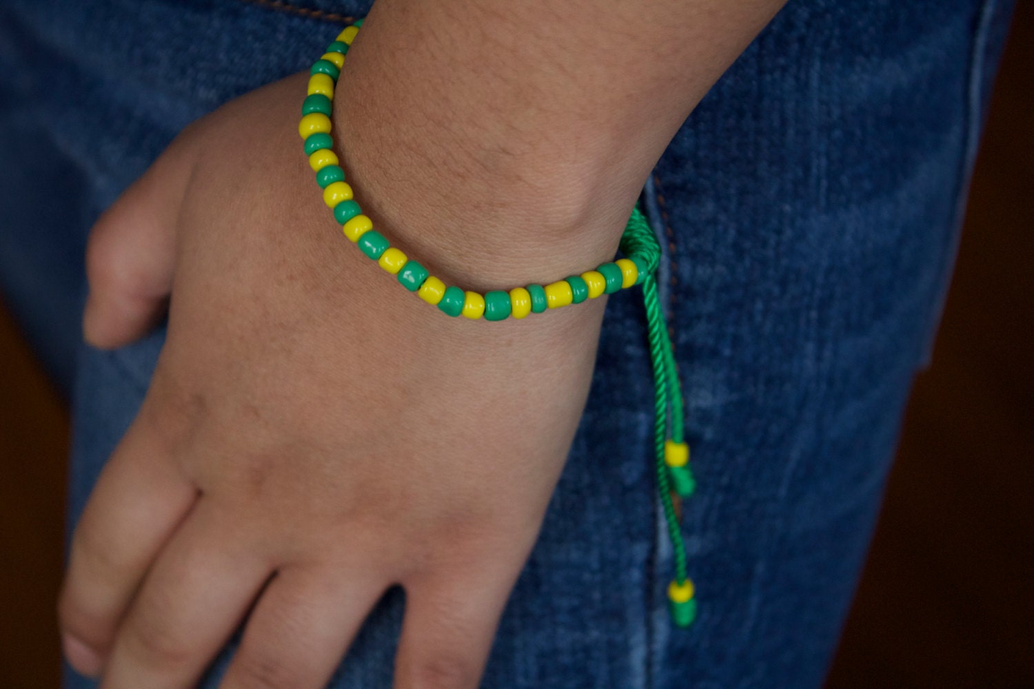 Verde y amarillo cadena pulsera Verde y amarillo pulsera de Etsy