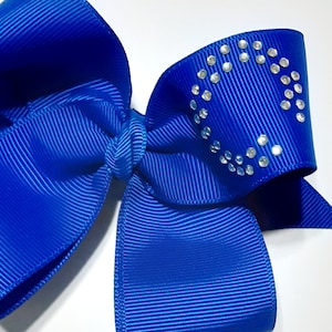 Lazos para el cabello con iniciales de Rhinestones - Lazos para el cabello personalizados - Lazos para el cabello de 5&quot; - Lazos para el cabello para niñas - Lazos