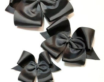 Handmade Black Ribbon Hair Bow – Girls Hair Accessory