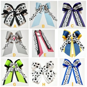 Soccer Bows - Soccer Pony O's  - Soccer Tail Bows - Soccer - Girls Soccer Bows - Soccer - Soccer Hair Bows - Team Bows - Sports Bows - Bows