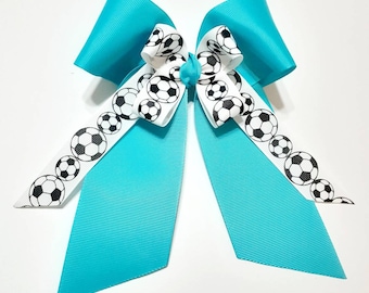 Soccer Hair Bow – 6" Team Ribbon Tail Bow
