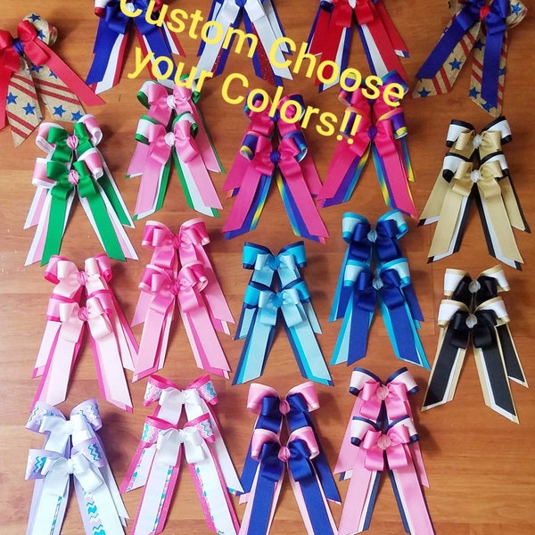 U Choose Equestrian Hair Bows - Horse Show Bows - 4" Hair Bows - Horse Bows -Equestrian Bows - Horseback Riding Bows - Equestrian Event Bows