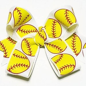 Softball Hair Bows - Softball Bows - Bows - Sports Bows - Team Hair Bows - 4&quot; Hair Bows Play Ball