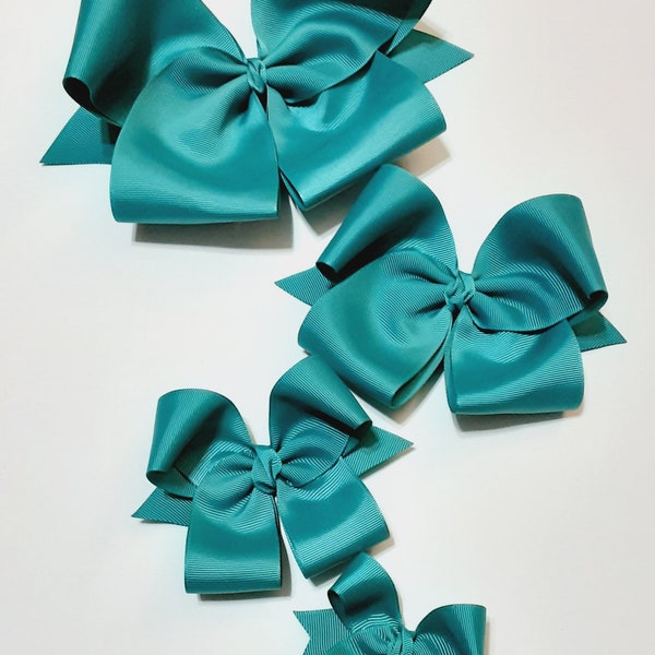 Jade/Teal Hair Bows - Bows - Hair Bows - Hair Bows for girls - 5" Hair Bows - Teal Bows - Green Bows