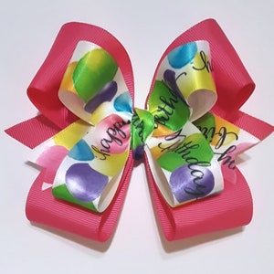Happy Birthday Hair Bows - birthday bows - happy birthday bow - happy birthday hair bows for girls - happy birthday Ribbon - Happy Birthday