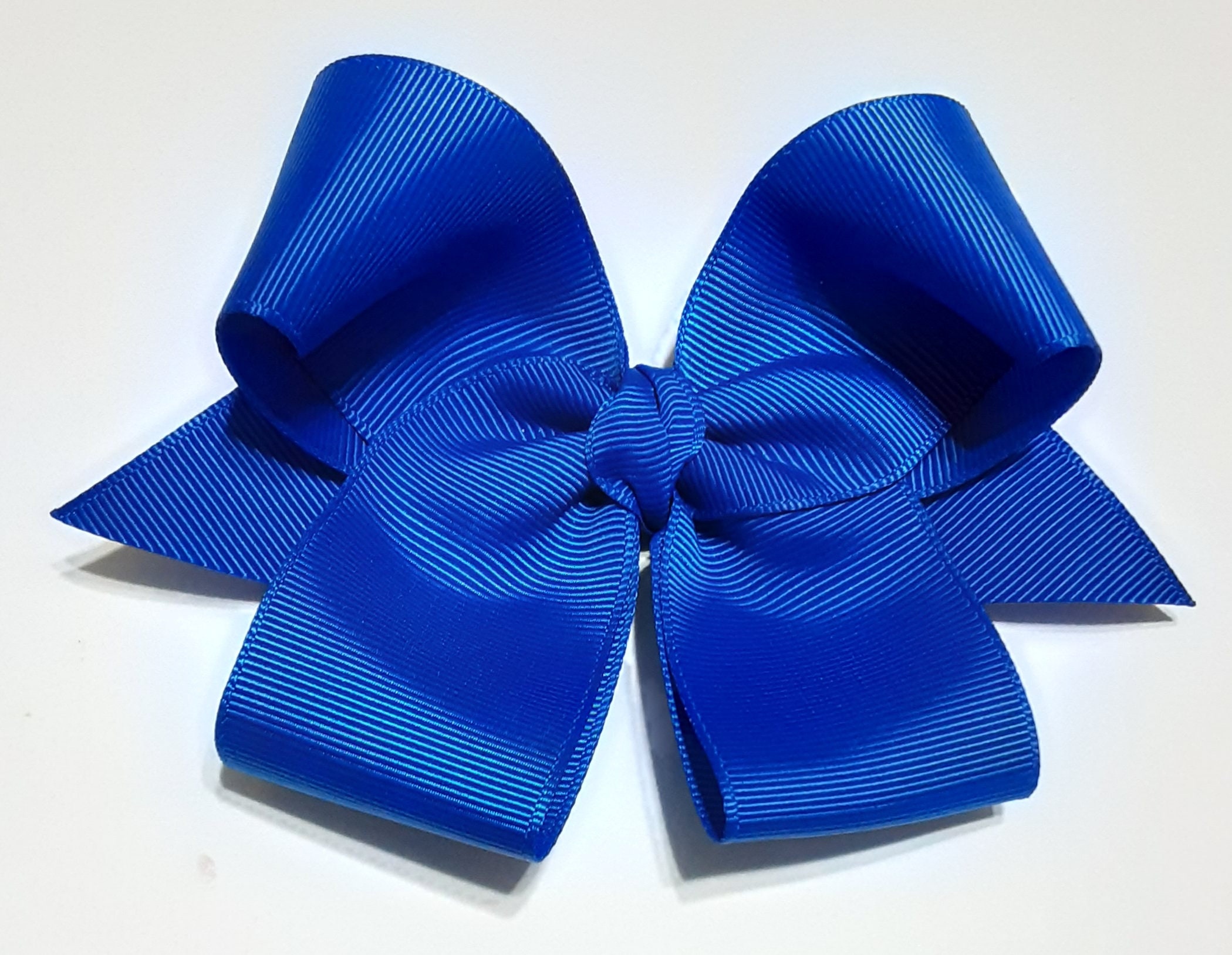 Large Blue Hair Bow - Oversized Satin Bow with Hair Tie - wide 3