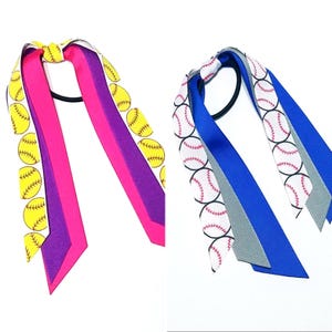 Softball Baseball Hair Tie – Custom Team Colors, Pony Tail Bow