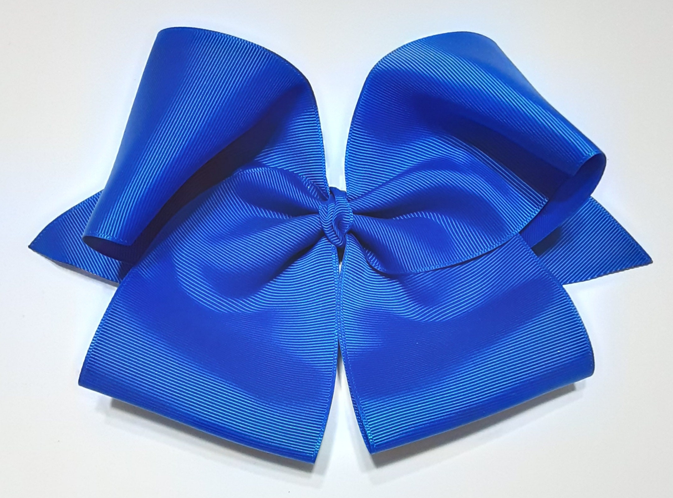 Large Blue Hair Bow - Handmade Grosgrain Ribbon Bow with Alligator Clip - wide 1