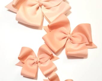 Peach Hair Bow – Handmade Ribbon Bow, Baby Toddler Girl