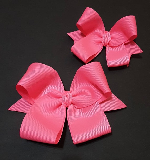 Neon Pink Hair Bows Bows Hair Bows Hair Bows for Girls 5 Hair Bows Pink Bows  Hot Pink Bows 