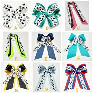 Soccer Bows - Soccer Pony O's  - Soccer Tail Bows - Soccer - Girls Soccer Bows - Soccer - Soccer Hair Bows - Team Bows - Sports Bows - Bows