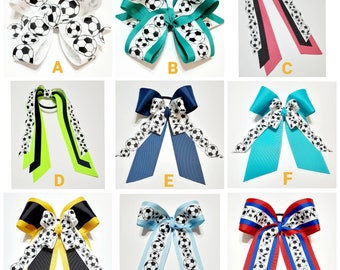 Handmade Soccer Hair Bow – Team Colors, Pony O's