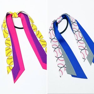 Softball/Baseball Pony O&#39;s Hair Bows - U Pick Colors to Match your Team!! - Pony Strings - Baseball Bows - Sports Bows - Team Bows -Softball