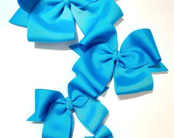 Island Blue Hair Bow – Handmade Ribbon Bow for Girls