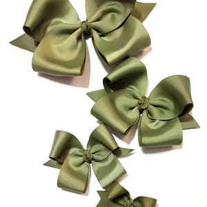 Handmade Olive Green Hair Bow – Girls Ribbon Bow