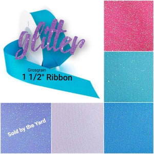 Glitter Ribbon - Ribbon by the Yard - 1 1/2&quot; Ribbons - Wholesale Ribbons - Glitter Ribbon for Sale - Glitter Ribbon for Cheer Hair bows