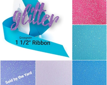 Glitter Grosgrain Ribbon - 1 1/2" Ribbon by the Yard