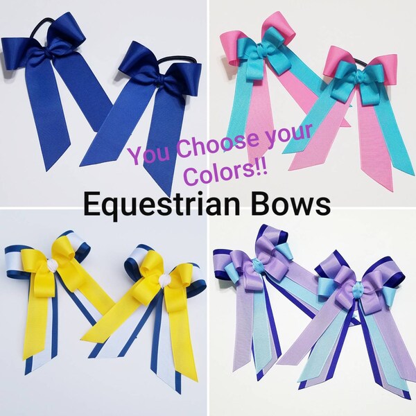 U Choose Equestrian Hair Bows - Horse Show Bows - 4" Hair Bows - Horse Bows -Equestrian Bows - Horseback Riding Bows - Equestrian Event Bows