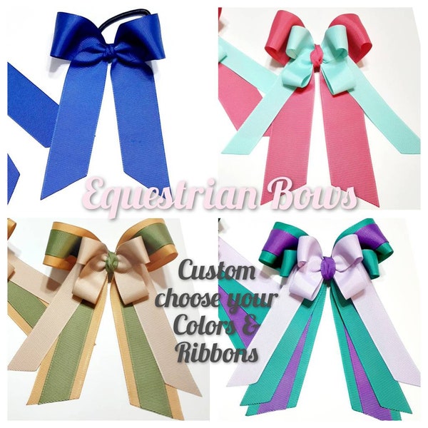 U Choose Equestrian Hair Bows - Horse Show Bows - 4" Hair Bows - Horse Bows -Equestrian Bows - Horseback Riding Bows - Equestrian Event Bows