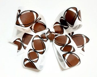 Football Hair Bow – 4" Grosgrain Ribbon, Team Sports Bow