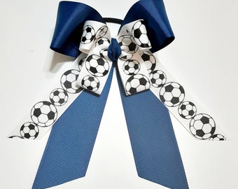 Soccer Hair Bow – Team Colors, Sports Tail Bow