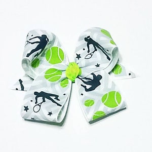 Tennis Hair Bows - Tennis Bows - Team Hair Bows - Sports Hair Bows - 5&quot; Hair Bows Racket ball