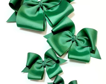 Forest Green Hair Bow – Handmade Ribbon Bow for Girls