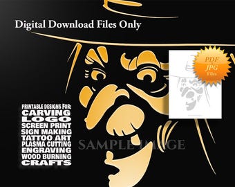 Witcha! Instant download-Printable JPG and PDF files to use as a carving/cutting pattern.