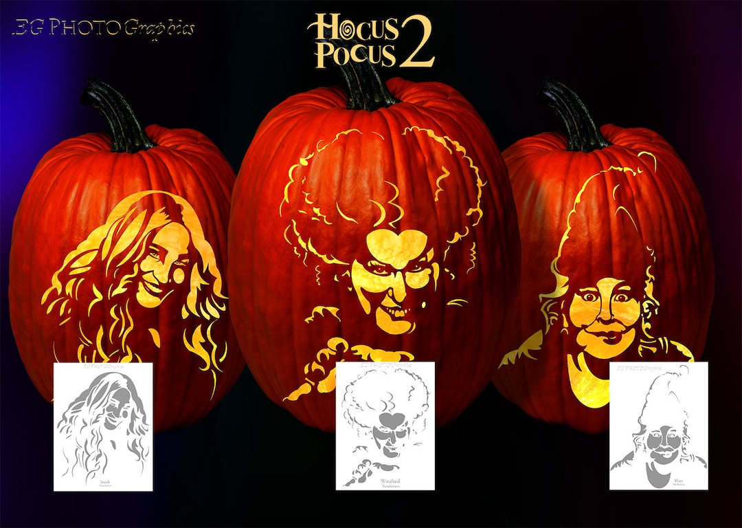 Hocus Pocus Pumpkin Carving Pattern Digital Download