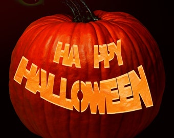Happy Halloween Pumpkin Carving Pattern Printable Digital Download