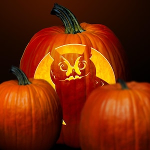 The Great-Owl Printable Digital Download Pattern For Pumpkin Carving.