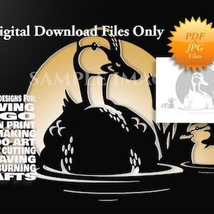 Duck Tail With Ducklings -Carving/cutting pattern/stencil for multiple craft projects