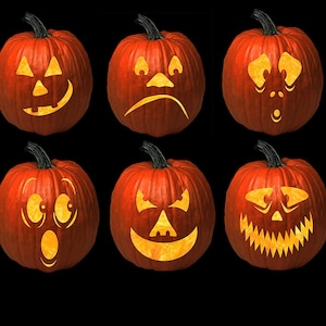 6 Pack carving pattern faces-cutting/carving pattern/stencil instant digital download