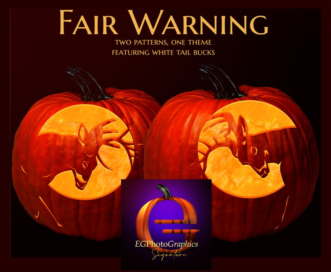 Fair Warning Two Pumpkin Carving Patterns Digital Downloads