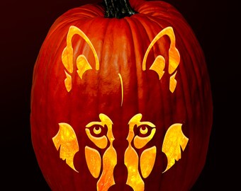 Wolf-pumpkin carving pattern/stencil instant digital download