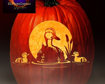 Duck Tail With Ducklings Halloween Pumpkin Carving Pattern