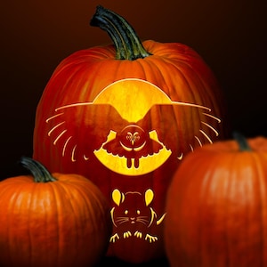 Run! Owl & Mouse- Printable Digital Download Pattern For Pumpkin Carving.