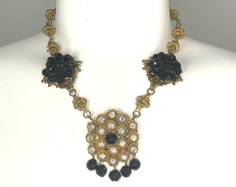 Vintage Iridescent Brooch Necklace