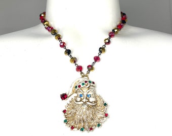 Vintage Christmas Pin Upcycled Pendant