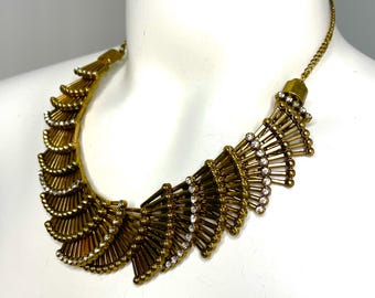 1980s Retro Bib Necklace Art Deco Style