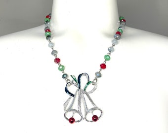 Vintage Christmas Pin Upcycled Pendant