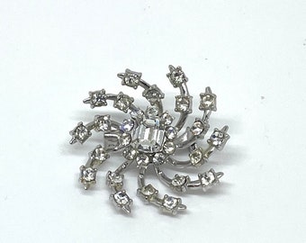 Vintage Coro Rhinestone Snowflake Pin