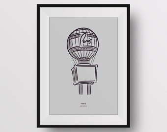 Paris Balloon - Las Vegas - Digital Art Illustration Poster Print